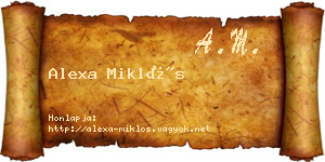 Alexa Miklós névjegykártya